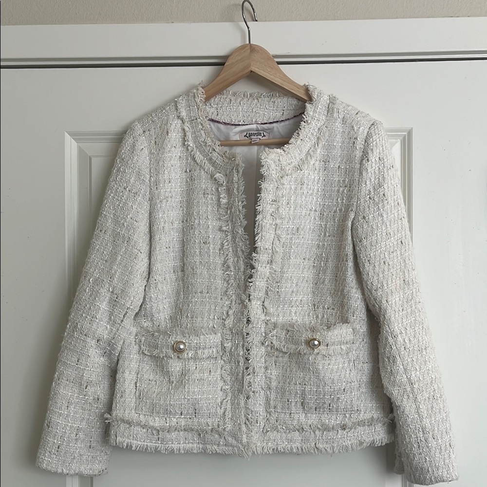 Nanette Lepore cream and gold Tweed Jacket, used